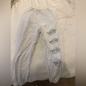 Boys Lie White Joggers with Gray Graphics